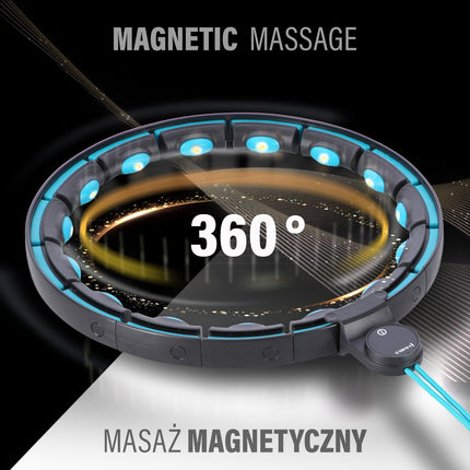 Magnetinis hula lankas su skaitikliu, juodas/turkio spalvos