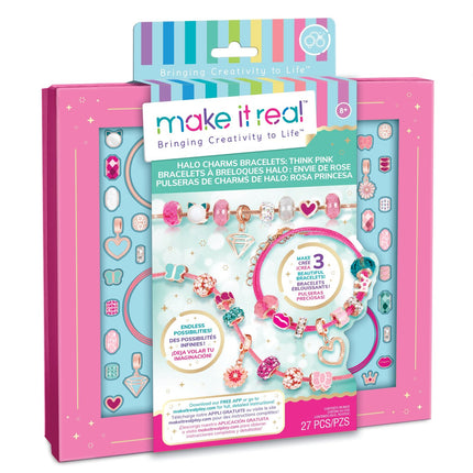 „Make It Real DIY“ aureolių pakabukų apyrankių rinkinys „Think Pink“