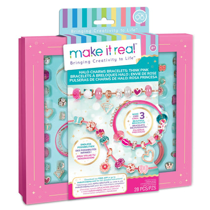 „Make It Real DIY“ aureolių pakabukų apyrankių rinkinys „Think Pink“