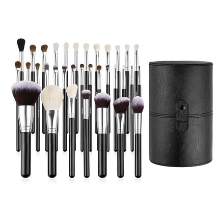 Makeup Brush Set, 34-Piece with Case, Wood Handles