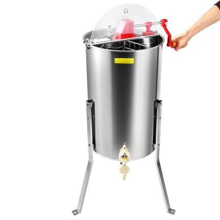 Manual Honey Extractor, 3-Frame Stainless Steel With Lid