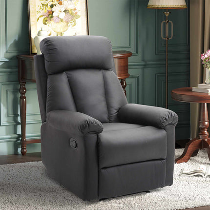 Manual Recliner Chair with Footrest for Living Room, PU Leather, Black