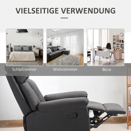 Manual Recliner Chair with Footrest for Living Room, PU Leather, Black