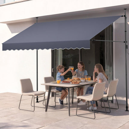 Manual Retractable Awning, 300 cm, Height Adjustable, Dark Gray