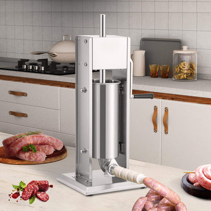 Manual Vertical Sausage Stuffer, 5L, 2-Speed, 4 Tubes