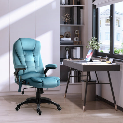 Masažinis krėslas, vadovo krėslas su masažo funkcija, reguliuojamo aukščio pasukama krėslas, ergonomiška žaidimų krėslas, biuro krėslas, mėlynas, 67 x 74 x 107-116 cm
