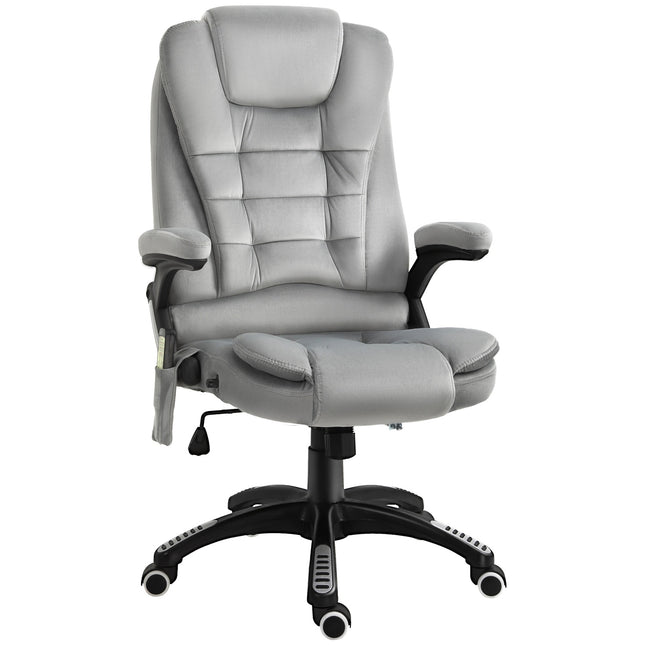 Masažinė kėdė, biuro kėdė, žaidimų kėdė, reguliuojamo aukščio vadovo kėdė, ergonomiška, PU ratukai, pilka, 67x74x107-116 cm