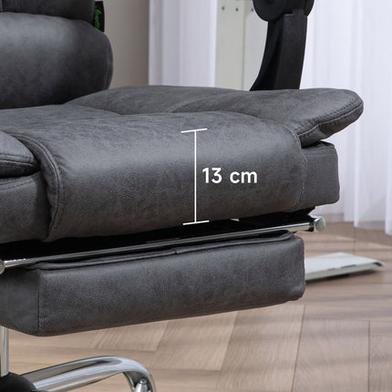 Masažinis biuro krėslas su šildymo funkcija, atlošiama funkcija, reguliuojamo aukščio, 111-119 cm, pakoja, mikropluošto, tamsiai pilkas