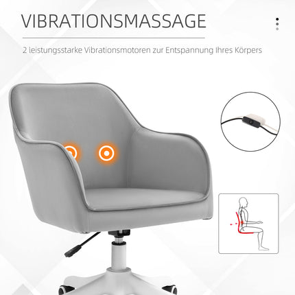 Masažinis biuro krėslas su vibracijos funkcija, juosmens pagalvėlė, porankiai, aksomas, reguliuojamo aukščio