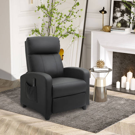 Reclining massage and relaxation chair, black PU foam