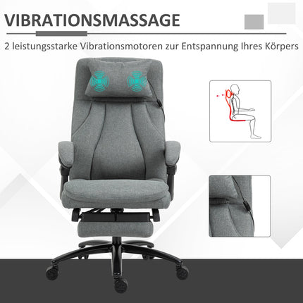 Masažinė biuro kėdė su atlošo funkcija, ergonomiška stalo kėdė, reguliuojamo aukščio, vadovo kėdė, pilka