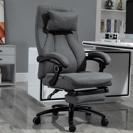Masažinė biuro kėdė su atlošo funkcija, ergonomiška stalo kėdė, reguliuojamo aukščio, vadovo kėdė, pilka