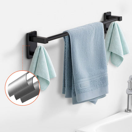 Matte Black Bathroom Hardware Set, 4-Piece Stainless Steel, 24-Inch Bar