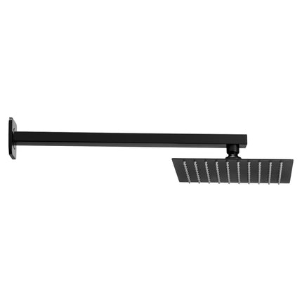 Matte Black Shower Faucet Set, 8-Inch Square Rain Head, Handheld