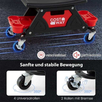 Mechanic Rolling Stool, Heavy-Duty, 135kg Capacity, Black