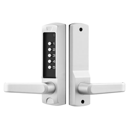 Mechanical Keyless Door Lock, 5-Digit, Auto-Lock Handle, Silver