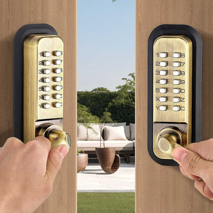 Mechanical Keyless Door Lock With Handle, 14-Key, Waterproof