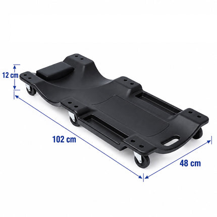 Mechanic's Creeper 150 kg with Padded Headrest, 6 Castors, Black