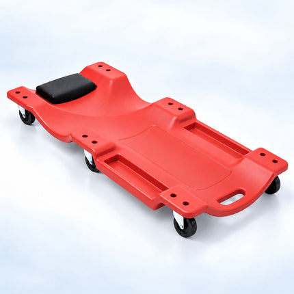 Mechanic's Creeper 150 kg with Padded Headrest, 6 Castors, Red