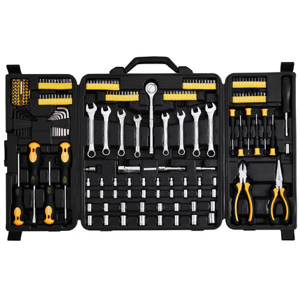Mechanics Tool Set, 221 Pieces, 1/4 and 3/8 in Drive, SAE and Metric