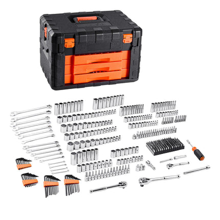 Mechanics Tool Set, 450-Piece SAE Metric Socket Kit Case