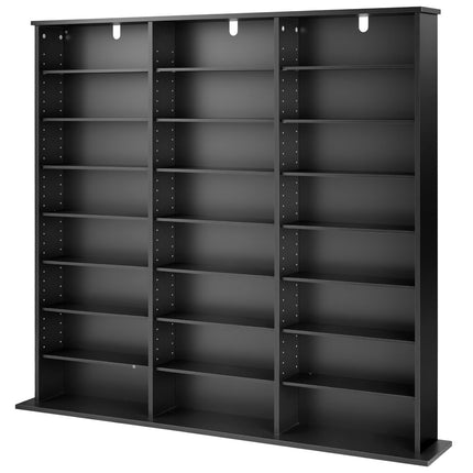 Media Storage Cabinet, 8-Tier Adjustable DVD CD Shelf, Black