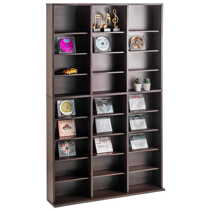 Media Storage Cabinet, 9-Shelf, 27 Compartments, Espresso