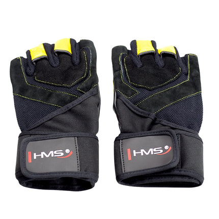 Men's Fitness Gloves, Black-Yellow, Size L