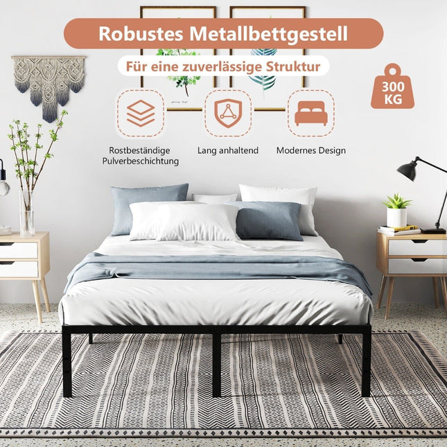 Metalinis lovos rėmas, 160x200 cm, juodas, be spyruoklinių spyruoklių