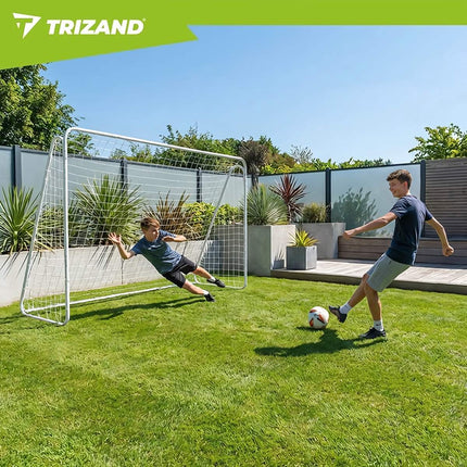 Metal Football Goal 213x150x90 cm with Net and Anchors, XXL, White