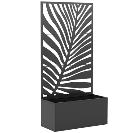 Metalinis vazonas su grotelėmis, 90 x 40 x 180 cm, juodas