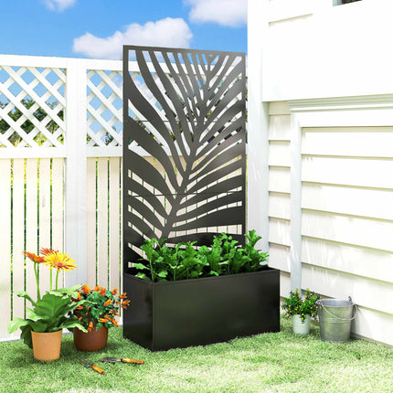 Metalinis vazonas su grotelėmis, 90 x 40 x 180 cm, juodas