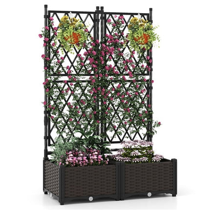 Metalinis vazonas su grotelėmis, savaime laistantis, 80x40x126 cm