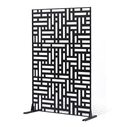 Metal Privacy Screen, 3-Panel Freestanding, 47 x 76 in, Black