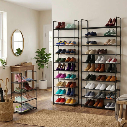 Metalinė batų lentyna - plona, reguliuojamo aukščio, be įrankių