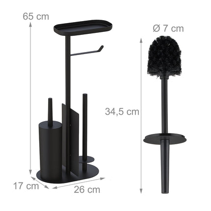 Metal Toilet Paper Holder with Brush and Shelf