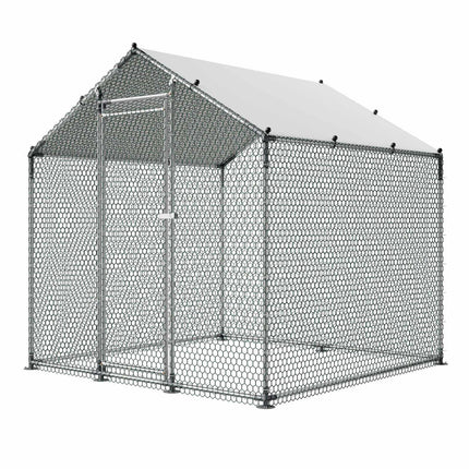 Metal Walk-In Chicken Run 6.56 ft, Cover and Lock