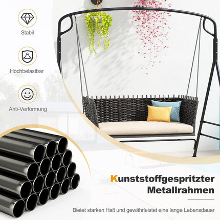 Metalinis sūpynių rėmas su papildomais šoniniais strypais ir 2 žiedų konstrukcija 170 x 118 x 165 cm