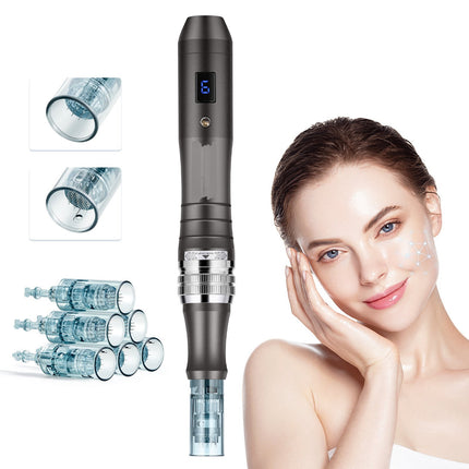 Microneedling Pen, 6 Speeds, LCD, 0–2.5 mm, 6 Tips