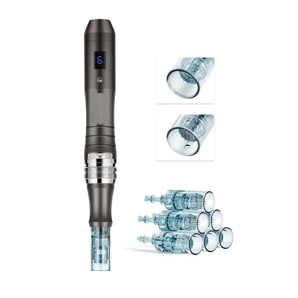 Microneedling Pen, 6 Speeds, LCD, 0–2.5 mm, 6 Tips