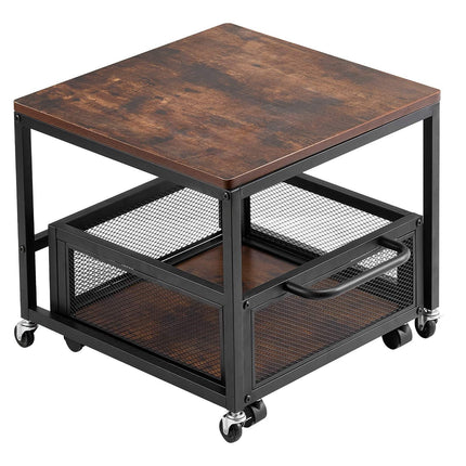 Mini Fridge Stand with Storage Cart, Wheels, Dark Brown