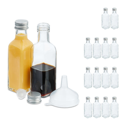 Mini stikliniai buteliukai su užsukamu dangteliu - 100 ml rinkinys