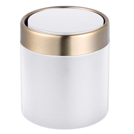 Mini stalinė šiukšliadėžė, 1,5 l, baltas metalinis sukamuoju dangčiu