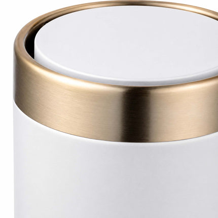 Mini stalinė šiukšliadėžė, 1,5 l, baltas metalinis sukamuoju dangčiu