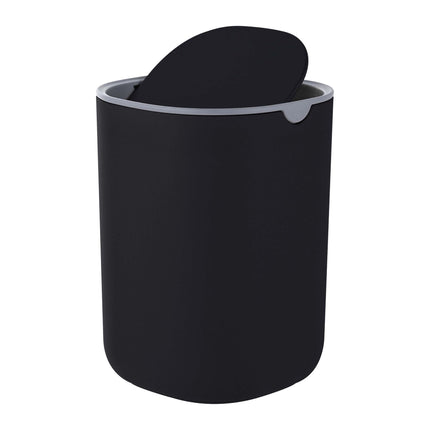 Mini stalinė šiukšliadėžė su atlenkiamu dangčiu, 1,5 l – juoda