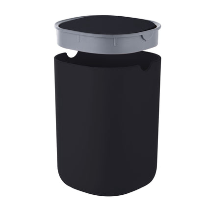 Mini stalinė šiukšliadėžė su atlenkiamu dangčiu, 1,5 l – juoda