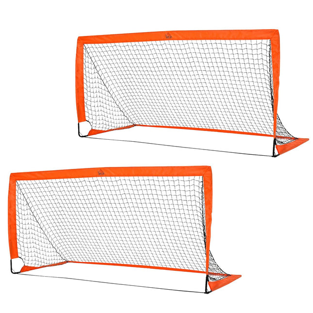 Futbolo vartai, futbolo tinklas, 2 mini vartų rinkinys, sulankstomi, metaliniai, oksfordo audinys, vaikams, lauko, oranžiniai, 183 x 90 x 90 cm