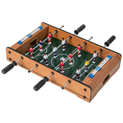 Mini futbolo stalas 2 žaidėjams, vietą taupantis stalo futbolo stalas su tvirta rankena, 51 x 30,5 x 9 cm, natūralus