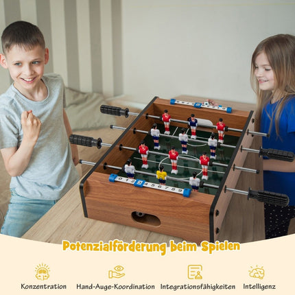 Mini futbolo stalas 2 žaidėjams, vietą taupantis stalo futbolo stalas su tvirta rankena, 51 x 30,5 x 9 cm, natūralus