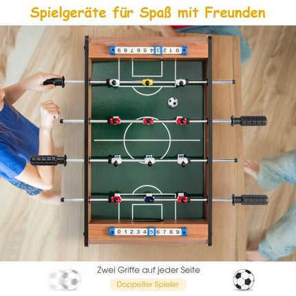 Mini futbolo stalas 2 žaidėjams, vietą taupantis stalo futbolo stalas su tvirta rankena, 51 x 30,5 x 9 cm, natūralus